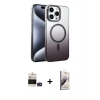 MARSİLYAN™- iPhone 14 Pro Max Kılıf Ahenk Doku Özel Seri - Siyah Bilvis 3D Mat Cam Ekran Koruyucu + Bilvis Titan Kamera Lens - DNMR