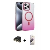 MARSİLYAN™- iPhone 14 Pro Max Kılıf Ahenk Doku Özel Seri - Siyah Bilvis 3D Mat Cam Ekran Koruyucu + Raze Metal Kamera Lens - GD