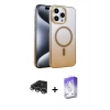MARSİLYAN™- iPhone 14 Pro Max Kılıf Ahenk Doku Özel Seri - Siyah Bilvis 5in1 3D Magic Cam Ekran Koruyucu + Raze Metal Kamera Lens - GS