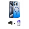 MARSİLYAN™- iPhone 14 Pro Max Kılıf Ahenk Doku Özel Seri - Siyah Bilvis 5in1 3D Magic Cam Ekran Koruyucu + Raze Metal Kamera Lens - GD