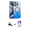 MARSİLYAN™- iPhone 14 Pro Max Kılıf Ahenk Doku Özel Seri - Siyah Bilvis 5in1 3D Magic Cam Ekran Koruyucu + Gümüş Bilvis Titan Kamera Lens