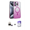 MARSİLYAN™- iPhone 14 Pro Max Kılıf Ahenk Doku Özel Seri - Siyah Bilvis 5in1 3D Magic Cam Ekran Koruyucu + Gümüş Bilvis Titan Kamera Lens
