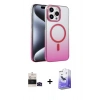MARSİLYAN™- iPhone 14 Pro Max Kılıf Ahenk Doku Özel Seri - Siyah Bilvis 5in1 5D Magic Hayalet Cam Ekran Koruyucu + Bilvis Titan Kamera Lens - SH