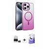MARSİLYAN™- iPhone 14 Pro Max Kılıf Ahenk Doku Özel Seri - Siyah Bilvis 5in1 5D Magic Hayalet Cam Ekran Koruyucu + Bilvis Titan Kamera Lens - GD