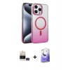 MARSİLYAN™- iPhone 14 Pro Max Kılıf Ahenk Doku Özel Seri - Siyah Bilvis 5in1 5D Magic Hayalet Cam Ekran Koruyucu + Bilvis Titan Kamera Lens - GD