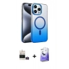 MARSİLYAN™- iPhone 14 Pro Max Kılıf Ahenk Doku Özel Seri - Siyah Bilvis 5in1 5D Magic Hayalet Cam Ekran Koruyucu + Bilvis Titan Kamera Lens - GD