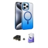 MARSİLYAN™- iPhone 14 Pro Max Kılıf Ahenk Doku Özel Seri - Siyah Bilvis 5in1 5D Magic Hayalet Cam Ekran Koruyucu + Gold Raze Metal Kamera Lens