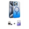 MARSİLYAN™- iPhone 14 Pro Max Kılıf Ahenk Doku Özel Seri - Siyah Bilvis 5in1 5D Magic Hayalet Cam Ekran Koruyucu + Bilvis Titan Kamera Lens - SH