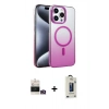 MARSİLYAN™- iPhone 14 Pro Max Kılıf Ahenk Doku Özel Seri - Siyah Bilvis Hayalet Cam Ekran Koruyucu + Bilvis Titan Kamera Lens - GD