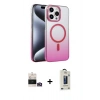 MARSİLYAN™- iPhone 14 Pro Max Kılıf Ahenk Doku Özel Seri - Siyah Bilvis Hayalet Cam Ekran Koruyucu + Bilvis Titan Kamera Lens - GD