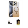 MARSİLYAN™- iPhone 14 Pro Max Kılıf Ahenk Doku Özel Seri - Siyah Buffer Cam Ekran Koruyucu + Bilvis Titan Kamera Lens - GD