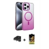 MARSİLYAN™- iPhone 14 Pro Max Kılıf Ahenk Doku Özel Seri - Siyah Buffer Cam Ekran Koruyucu + Raze Metal Kamera Lens - GS