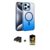 MARSİLYAN™- iPhone 14 Pro Max Kılıf Ahenk Doku Özel Seri - Siyah Buffer Cam Ekran Koruyucu + Raze Metal Kamera Lens - GD