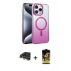 MARSİLYAN™- iPhone 14 Pro Max Kılıf Ahenk Doku Özel Seri - Siyah Buffer Cam Ekran Koruyucu + Raze Metal Kamera Lens - GD