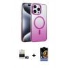 MARSİLYAN™- iPhone 14 Pro Max Kılıf Ahenk Doku Özel Seri - Siyah Buffer Hayalet Cam Ekran Koruyucu + Bilvis Titan Kamera Lens - GD