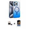 MARSİLYAN™- iPhone 14 Pro Max Kılıf Ahenk Doku Özel Seri - Siyah Buffer Hayalet Cam Ekran Koruyucu + Gümüş Bilvis Titan Kamera Lens