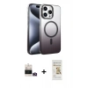 MARSİLYAN™- iPhone 14 Pro Max Kılıf Ahenk Doku Özel Seri - Siyah Mat Seramik Nano Ekran Koruyucu + Bilvis Titan Kamera Lens - GD