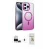 MARSİLYAN™- iPhone 14 Pro Max Kılıf Ahenk Doku Özel Seri - Siyah Mat Seramik Nano Ekran Koruyucu + Bilvis Titan Kamera Lens - GD