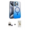 MARSİLYAN™- iPhone 14 Pro Max Kılıf Ahenk Doku Özel Seri - Siyah Mat Seramik Nano Ekran Koruyucu + Bilvis Titan Kamera Lens - GD