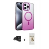 MARSİLYAN™- iPhone 14 Pro Max Kılıf Ahenk Doku Özel Seri - Siyah Mat Seramik Nano Ekran Koruyucu + Gümüş Raze Metal Kamera Lens
