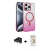 MARSİLYAN™- iPhone 14 Pro Max Kılıf Ahenk Doku Özel Seri - Siyah Mat Seramik Nano Ekran Koruyucu + Gümüş Raze Metal Kamera Lens