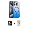 MARSİLYAN™- iPhone 14 Pro Max Kılıf Ahenk Doku Özel Seri - Siyah Mat Seramik Nano Ekran Koruyucu + PVD Metal Kamera Lens - TU