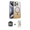 MARSİLYAN™- iPhone 14 Pro Max Kılıf Ahenk Doku Özel Seri - Siyah Mat Seramik Nano Ekran Koruyucu + PVD Metal Kamera Lens - TU