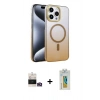 MARSİLYAN™- iPhone 14 Pro Max Kılıf Ahenk Doku Özel Seri - Siyah Polymer Nano Ekran Koruyucu + Bilvis Titan Kamera Lens - GD