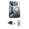 MARSİLYAN™- iPhone 14 Pro Max Kılıf Ahenk Doku Özel Seri - Siyah Polymer Nano Ekran Koruyucu + Raze Metal Kamera Lens - GD