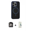MARSİLYAN™- iPhone 14 Pro Max Kılıf Ahenk Form Serisi - Şeffaf Pasifik Cam Ekran Koruyucu + PVD Metal Kamera Lens - TU