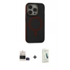 MARSİLYAN™- iPhone 14 Pro Max Kılıf Ahenk Form Serisi - Şeffaf Pasifik Cam Ekran Koruyucu + Siyah Bilvis Titan Kamera Lens