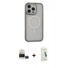 MARSİLYAN™- iPhone 14 Pro Max Kılıf Ahenk Form Serisi - Şeffaf Pasifik Cam Ekran Koruyucu + Siyah Bilvis Titan Kamera Lens