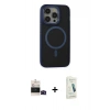 MARSİLYAN™- iPhone 14 Pro Max Kılıf Ahenk Form Serisi - Şeffaf Pasifik Cam Ekran Koruyucu + Siyah Bilvis Titan Kamera Lens