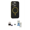 MARSİLYAN™- iPhone 14 Pro Max Kılıf Ahenk Form Serisi - Şeffaf Royal Nano Ekran Koruyucu + Bilvis Titan Kamera Lens - DNMR