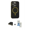 MARSİLYAN™- iPhone 14 Pro Max Kılıf Ahenk Form Serisi - Şeffaf Royal Nano Ekran Koruyucu + Raze Metal Kamera Lens - GD
