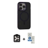 MARSİLYAN™- iPhone 14 Pro Max Kılıf Ahenk Form Serisi - Şeffaf Royal Nano Ekran Koruyucu + PVD Metal Kamera Lens - TU
