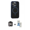 MARSİLYAN™- iPhone 14 Pro Max Kılıf Ahenk Form Serisi - Şeffaf Royal Nano Ekran Koruyucu + PVD Metal Kamera Lens - TU