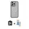 MARSİLYAN™- iPhone 14 Pro Max Kılıf Ahenk Form Serisi - Şeffaf Royal Nano Ekran Koruyucu + PVD Metal Kamera Lens - TU