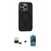 MARSİLYAN™- iPhone 14 Pro Max Kılıf Ahenk Form Serisi - Siyah 18D Cam Ekran Koruyucu + Bilvis Titan Kamera Lens - GD