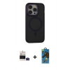 MARSİLYAN™- iPhone 14 Pro Max Kılıf Ahenk Form Serisi - Siyah 18D Cam Ekran Koruyucu + Bilvis Titan Kamera Lens - DNMR