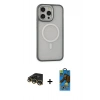 MARSİLYAN™- iPhone 14 Pro Max Kılıf Ahenk Form Serisi - Siyah 18D Cam Ekran Koruyucu + Raze Metal Kamera Lens - GD