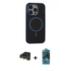 MARSİLYAN™- iPhone 14 Pro Max Kılıf Ahenk Form Serisi - Siyah 18D Cam Ekran Koruyucu + Raze Metal Kamera Lens - GD