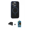 MARSİLYAN™- iPhone 14 Pro Max Kılıf Ahenk Form Serisi - Siyah 18D Cam Ekran Koruyucu + Raze Metal Kamera Lens - GS