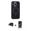 MARSİLYAN™- iPhone 14 Pro Max Kılıf Ahenk Form Serisi - Siyah 360 Mat Full Body Arka Koruyucu + Raze Metal Kamera Lens - GS