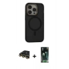 MARSİLYAN™- iPhone 14 Pro Max Kılıf Ahenk Form Serisi - Siyah 360 Mat Full Body Arka Koruyucu + Raze Metal Kamera Lens - GD