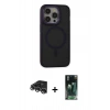 MARSİLYAN™- iPhone 14 Pro Max Kılıf Ahenk Form Serisi - Siyah 360 Mat Full Body Arka Koruyucu + Raze Metal Kamera Lens - GS