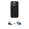 MARSİLYAN™- iPhone 14 Pro Max Kılıf Ahenk Form Serisi - Siyah 3D Antistatik Cam Ekran Koruyucu + Bilvis Titan Kamera Lens - SH