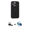 MARSİLYAN™- iPhone 14 Pro Max Kılıf Ahenk Form Serisi - Siyah 3D Antistatik Cam Ekran Koruyucu + Bilvis Titan Kamera Lens - SH