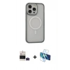 MARSİLYAN™- iPhone 14 Pro Max Kılıf Ahenk Form Serisi - Siyah 3D Antistatik Cam Ekran Koruyucu + Derin Mor Bilvis Titan Kamera Lens
