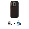 MARSİLYAN™- iPhone 14 Pro Max Kılıf Ahenk Form Serisi - Siyah 3D Antistatik Cam Ekran Koruyucu + Derin Mor Bilvis Titan Kamera Lens